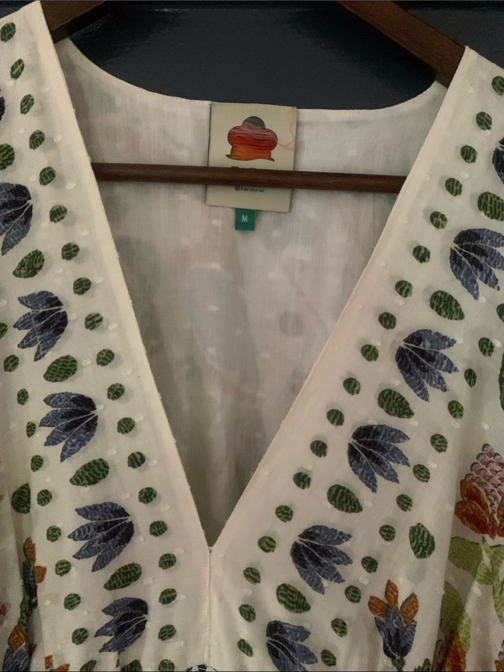 FARM Rio White Floral Maxi Dress with Blue Green and Orange Accents - Picture 2 of 5